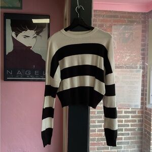 No Boundaries Black and Cream Striped Sweater
